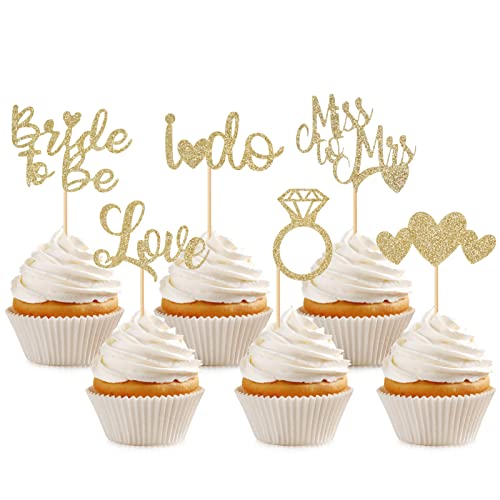 24 Stück Bride to Be Cupcake-Topper Glitzer Herz Ring Miss To Mrs Cupcake Picks Kuchen Dekorationen für Brautdusche Hochzeit Verlobung Junggesellinnenabschied Zubehör Beige 24 Stück Bride to Be Cupcake-Topper Glitzer Herz Ring Miss To Mrs Cupcake Picks Kuchen Dekorationen für Brautdusche Hochzeit Verlobung Junggesellinnenabschied Zubehör Beige von Hengmerry