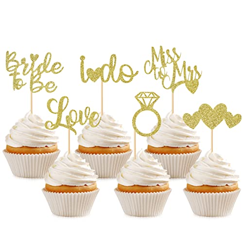 24 Stück Bride to Be Cupcake-Topper Glitzer Herz Ring Miss To Mrs Cupcake Picks Kuchen Dekorationen für Brautdusche Hochzeit Verlobung Junggesellinnenabschied Zubehör Gold 24 Stück Bride to Be Cupcake-Topper Glitzer Herz Ring Miss To Mrs Cupcake Picks Kuchen Dekorationen für Brautdusche Hochzeit Verlobung Junggesellinnenabschied Zubehör Gold von Hengmerry