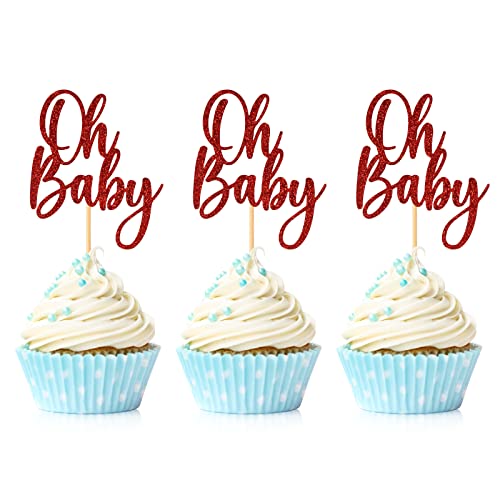 24 Stück Oh Baby Cupcake Topper Rot Glitter Baby Shower Kuchen Dekorationen Jungen Mädchen Geburtstag Party Supplies 24 Stück Oh Baby Cupcake Topper Rot Glitter Baby Shower Kuchen Dekorationen Jungen Mädchen Geburtstag Party Supplies von Hengmerry