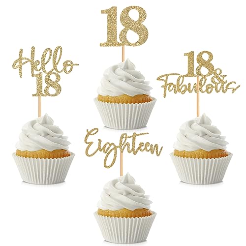 48 Stück 18. Geburtstag Cupcake Topper Hello18 Glitter 18 und Fabulous Eighteen Cake Topper 18 Jahre alt Cupcake Picks für Junge Mädchen Happy 18th Birthday Party Kuchen Dekorationen Supplies, 48 Stück 18. Geburtstag Cupcake Topper Hello18 Glitter 18 und Fabulous Eighteen Cake Topper 18 Jahre alt Cupcake Picks für Junge Mädchen Happy 18th Birthday Party Kuchen Dekorationen Supplies, von Hengmerry