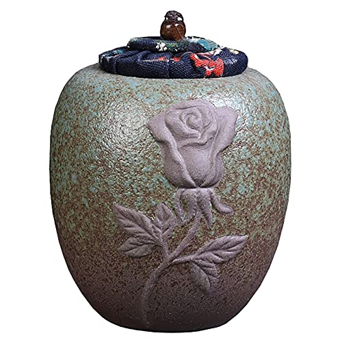 Urnen handgemachte Keramik-Brennofen Einäscherung Urn für Menschen Asche Erwachsener, Andenken Beerdigung Urne zu Hause oder Cemetery,12.8×9cm von Hengqiyuan