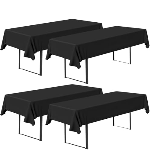 4 Stück Biertischtischdecke 250 x 110 cm, Tischdecke Bierzeltgarnitur Schwarz TischdeckenBiertisch, Biertischhussen, Biertischdecken für Bierzeltgarnitur, Rechteckige TischdeckenWaschbar von Hengrongshen
