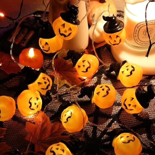 Halloween Lichterkette 3 Meter 20 LEDs, Halloween Deko Outdoor Innen mit Blinkend, Halloween Kürbis Deko, Kürbis Licht für Garten, Kürbis Lichterkette für Halloween Party Tür Kinderzimmer Halloween Lichterkette 3 Meter 20 LEDs, Halloween Deko Outdoor Innen mit Blinkend, Halloween Kürbis Deko, Kürbis Licht für Garten, Kürbis Lichterkette für Halloween Party Tür Kinderzimmer von Hengrongshen