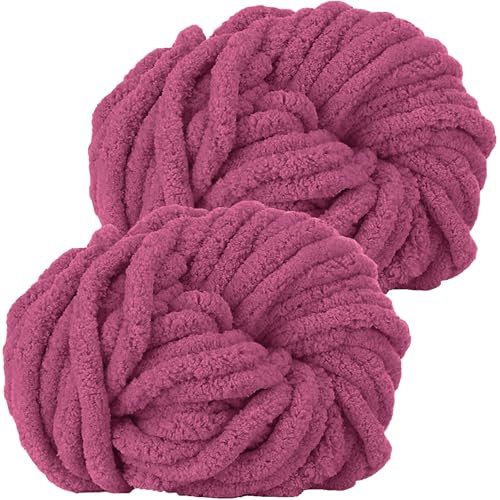 Hengrongshen Dicke Wolle 2 Stück 500g, Chunky Yarn für Armstricken, Dickes Garn zum Häkeln und Stricken von Decken, XXL Riesen Wolle für Schals, Mützen, Haustier Nest - Aubergine von Hengrongshen