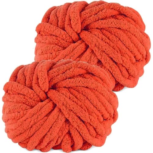 Hengrongshen Dicke Wolle 2 Stück 500g, Chunky Yarn für Armstricken, Dickes Garn zum Häkeln und Stricken von Decken, XXL Riesen Wolle für Schals, Mützen, Haustier Nest - Rostrot Hengrongshen Dicke Wolle 2 Stück 500g, Chunky Yarn für Armstricken, Dickes Garn zum Häkeln und Stricken von Decken, XXL Riesen Wolle für Schals, Mützen, Haustier Nest - Rostrot von Hengrongshen