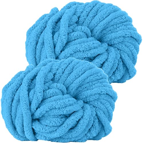 Hengrongshen Dicke Wolle 2 Stück 500g, Chunky Yarn für Armstricken, Dickes Garn zum Häkeln und Stricken von Decken, XXL Riesen Wolle für Schals, Mützen, Haustier Nest - Seehimmelblau von Hengrongshen