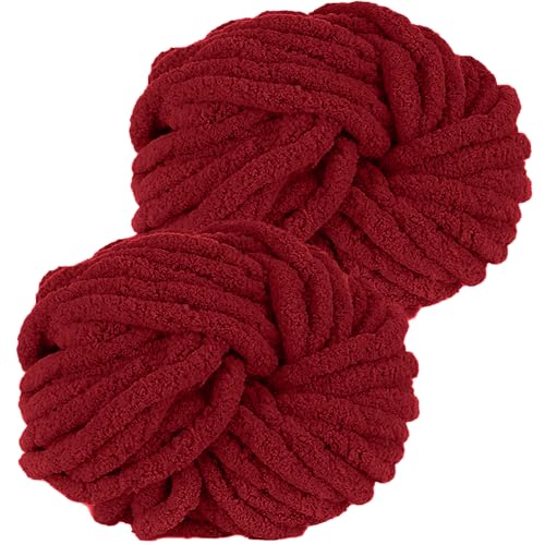 Hengrongshen Dicke Wolle 2 Stück 500g, Chunky Yarn für Armstricken, Dickes Garn zum Häkeln und Stricken von Decken, XXL Riesen Wolle für Schals, Mützen, Haustier Nest - Weinrot Hengrongshen Dicke Wolle 2 Stück 500g, Chunky Yarn für Armstricken, Dickes Garn zum Häkeln und Stricken von Decken, XXL Riesen Wolle für Schals, Mützen, Haustier Nest - Weinrot von Hengrongshen