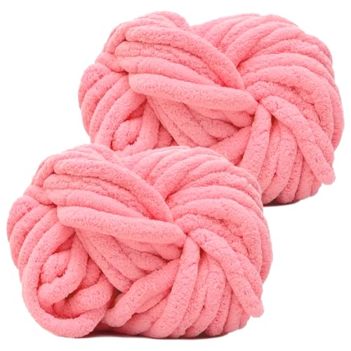 Hengrongshen Dicke Wolle 2 Stück 500g, Chunky Yarn für Armstricken, Dickes Garn zum Häkeln und Stricken von Decken, XXL Riesen Wolle für Schals, Mützen, Haustier Nest - Zartrosa Hengrongshen Dicke Wolle 2 Stück 500g, Chunky Yarn für Armstricken, Dickes Garn zum Häkeln und Stricken von Decken, XXL Riesen Wolle für Schals, Mützen, Haustier Nest - Zartrosa von Hengrongshen