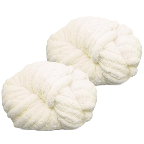 Hengrongshen Dicke Wolle 2 Stück 500g, Chunky Yarn für Armstricken, Häkeln von Decken, XXL Riesen Wolle zum Weben von Schals, Mützen, Haustier Nest - Weiß Hengrongshen Dicke Wolle 2 Stück 500g, Chunky Yarn für Armstricken, Häkeln von Decken, XXL Riesen Wolle zum Weben von Schals, Mützen, Haustier Nest - Weiß von Hengrongshen
