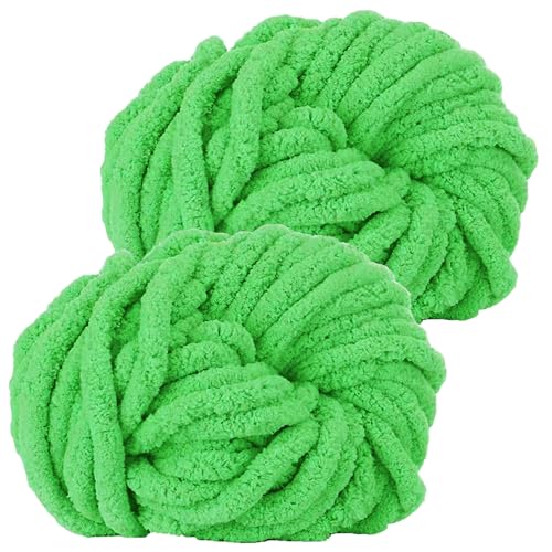 Hengrongshen Dicke Wolle Dickes Garn 2 Stück 500g, Chunky Yarn, Chunky Wool, Armstricken Wolle zum Häkeln für Decke, XXL Riesen Wolle Perfekt zum Weben von Schals Mützen Haustier Nest - Dunkel Grün von Hengrongshen