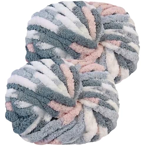 Hengrongshen Dicke Wolle Dickes Garn 2 Stück 500g, Chunky Yarn, Chunky Wool, Armstricken Wolle zum Häkeln für Decke, XXL Riesen Wolle Perfekt zum Weben von Schals Mützen Haustier Nest - Kätzchen von Hengrongshen