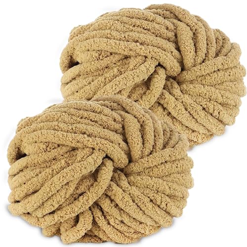 Hengrongshen Dicke Wolle Dickes Garn 2 Stück 500g, Chunky Yarn, Chunky Wool, Armstricken Wolle zum Häkeln für Decke, XXL Riesen Wolle Perfekt zum Weben von Schals Mützen Haustier Nest - Khaki Hengrongshen Dicke Wolle Dickes Garn 2 Stück 500g, Chunky Yarn, Chunky Wool, Armstricken Wolle zum Häkeln für Decke, XXL Riesen Wolle Perfekt zum Weben von Schals Mützen Haustier Nest - Khaki von Hengrongshen