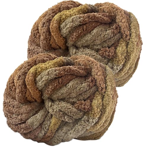Hengrongshen Dicke Wolle Dickes Garn 2 Stück 500g, Chunky Yarn, Chunky Wool, Armstricken Wolle zum Häkeln für Decke, XXL Riesen Wolle Perfekt zum Weben von Schals Mützen Haustier Nest - Pudding von Hengrongshen