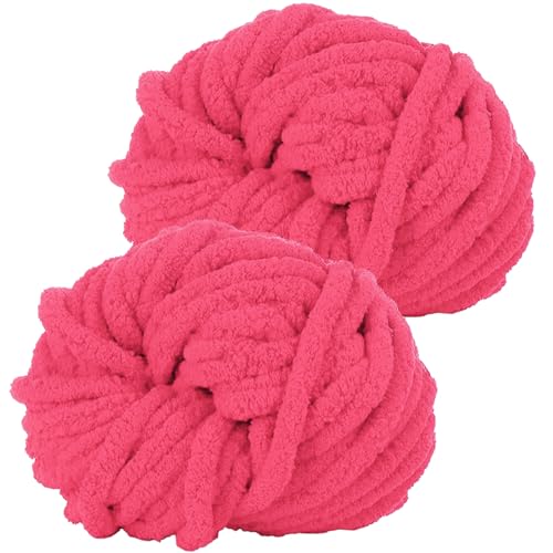 Hengrongshen Dicke Wolle Dickes Garn 2 Stück 500g, Chunky Yarn, Chunky Wool, Armstricken Wolle zum Häkeln für Decke, XXL Riesen Wolle Perfekt zum Weben von Schals Mützen Haustier Nest - Rosa Rot Hengrongshen Dicke Wolle Dickes Garn 2 Stück 500g, Chunky Yarn, Chunky Wool, Armstricken Wolle zum Häkeln für Decke, XXL Riesen Wolle Perfekt zum Weben von Schals Mützen Haustier Nest - Rosa Rot von Hengrongshen