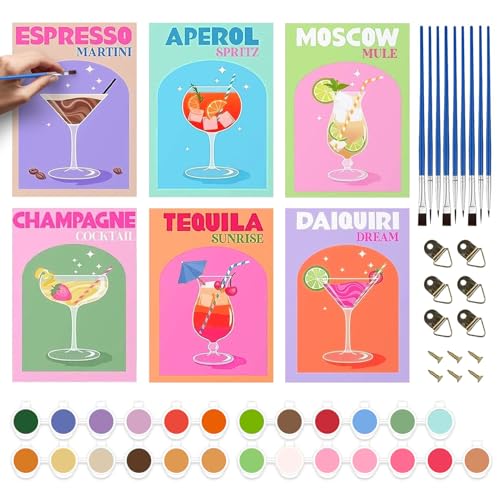 Hengrongshen Malen Nach Zahlen Erwachsene 6 Stück DIY Paint by Numbers Malen Nach Zahlen Cocktail mit Pinseln und Acrylfarben für Home Decor, Ohne Rahmen 20x30 cm-Rahmen Hengrongshen Malen Nach Zahlen Erwachsene 6 Stück DIY Paint by Numbers Malen Nach Zahlen Cocktail mit Pinseln und Acrylfarben für Home Decor, Ohne Rahmen 20x30 cm-Rahmen von Hengrongshen