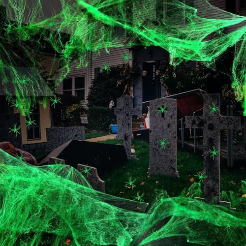 Leuchtend Spinnennetz Halloween Deko, 200g Leuchtend Spinnweben Halloween mit 30 Leuchtend Halloween Deko Spinne, Halloween Spinnennetz Outdoor für Halloween Deko Outdoor,Halloween Deko Spinnennetz Leuchtend Spinnennetz Halloween Deko, 200g Leuchtend Spinnweben Halloween mit 30 Leuchtend Halloween Deko Spinne, Halloween Spinnennetz Outdoor für Halloween Deko Outdoor,Halloween Deko Spinnennetz von Hengrongshen