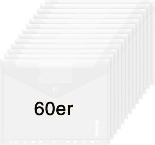 Hengsong Dokumentenmappe A4,60er Dokumententasche A4 Abheftbar,Sammelmappe A4,Dokumententasche Wasserdicht mit Etikettentasche und 11 Lochrand,für Dokumente Organisieren,Weiß von Hengsong
