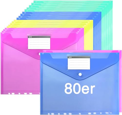 Hengsong Dokumentenmappe A4,80er Dokumententasche A4 Abheftbar,Sammelmappe A4,Dokumententasche Wasserdicht mit Etikettentasche und 11 Lochrand,für Dokumente Organisieren,Bunt von Hengsong
