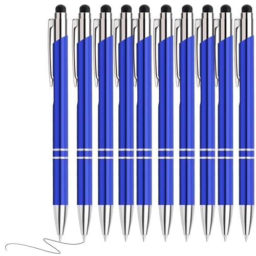Hengsong Kugelschreiber Hochwertig,10 Kugelschreiber mit Touchpen Set,mit 0,7-mm-Mine,Druckkugelschreiber,für Büro,Business&Schule,Metall,Blau mit Schwarz tinte Hengsong Kugelschreiber Hochwertig,10 Kugelschreiber mit Touchpen Set,mit 0,7-mm-Mine,Druckkugelschreiber,für Büro,Business&Schule,Metall,Blau mit Schwarz tinte von Hengsong