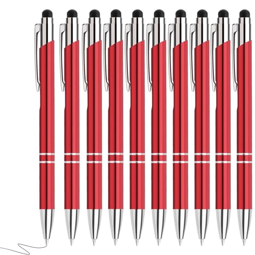 Hengsong Kugelschreiber Hochwertig,10 Kugelschreiber mit Touchpen Set,mit 0,7-mm-Mine,Druckkugelschreiber,für Büro,Business&Schule,Metall,Rot mit Schwarz tinte Hengsong Kugelschreiber Hochwertig,10 Kugelschreiber mit Touchpen Set,mit 0,7-mm-Mine,Druckkugelschreiber,für Büro,Business&Schule,Metall,Rot mit Schwarz tinte von Hengsong