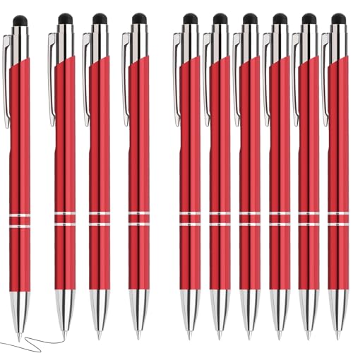 Hengsong Kugelschreiber Hochwertig,50 Kugelschreiber mit Touchpen Set,mit 0,7-mm-Mine,Druckkugelschreiber,für Büro,Business&Schule,Metall,Rot mit Schwarz tinte Hengsong Kugelschreiber Hochwertig,50 Kugelschreiber mit Touchpen Set,mit 0,7-mm-Mine,Druckkugelschreiber,für Büro,Business&Schule,Metall,Rot mit Schwarz tinte von Hengsong