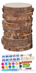 Hengsong Holzscheiben mit Loch,30 Stk Holzplatte Rund,Holzplättchen Ø8-9cm,für Holz zum Basteln Round&Holzplatten zum Basteln Round,DIY Handwerk&Weihnachtsbasteln,Natur von Hengsong