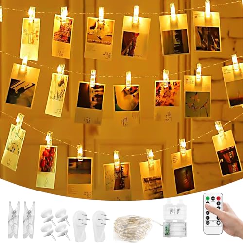 Hengxinchen 10M 100 Led Lichterkette mit Klammern für Fotos, Lichterkette Fotoclips mit Fernbedienung und Timer, Lichterkette Batterie für Wohnzimmer, Weihnachten, Hochzeiten, Party Bilder Aufhängen Hengxinchen 10M 100 Led Lichterkette mit Klammern für Fotos, Lichterkette Fotoclips mit Fernbedienung und Timer, Lichterkette Batterie für Wohnzimmer, Weihnachten, Hochzeiten, Party Bilder Aufhängen von Hengxinchen