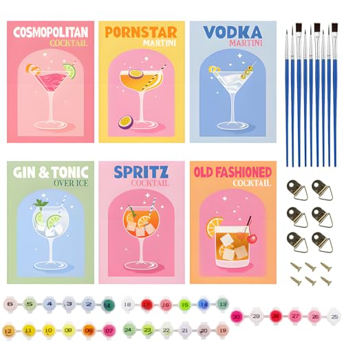 6 Stück Malen Nach Zahlen Erwachsene,Malen Nach Zahlen Cocktail,DIY Handgemalt Acrylic Öl Leinwand, für Home Wand, mit Acrylfarbe und 9 Pinseln,für Erwachsene und Anfänger als Geschenk 6 Stück Malen Nach Zahlen Erwachsene,Malen Nach Zahlen Cocktail,DIY Handgemalt Acrylic Öl Leinwand, für Home Wand, mit Acrylfarbe und 9 Pinseln,für Erwachsene und Anfänger als Geschenk von Henjunu