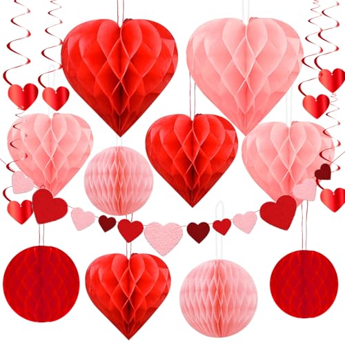 Valentinstag Deko, 17PCS Valentinstag Dekoration, Heiratsantrag Deko, Verlobung Deko, Romantische deko, Rote Waben Hängende, Herz Deko, für Hochzeit Valentinstag Party Dekoration Verwendet Valentinstag Deko, 17PCS Valentinstag Dekoration, Heiratsantrag Deko, Verlobung Deko, Romantische deko, Rote Waben Hängende, Herz Deko, für Hochzeit Valentinstag Party Dekoration Verwendet von Henjunu