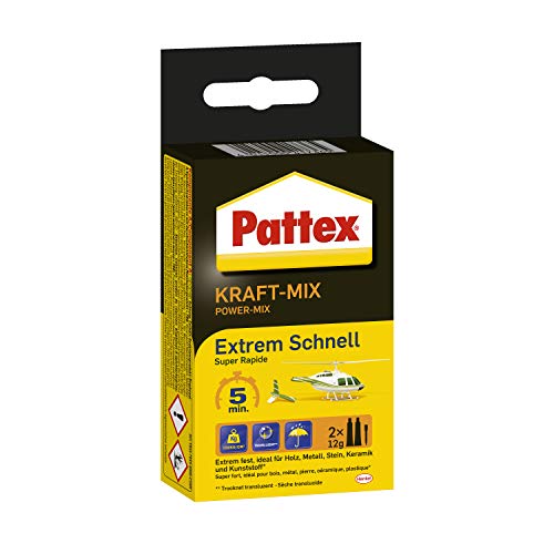 Pattex Kraft-Mix Extrem Schnell, extrem schnell härtender 2 Komponenten Kleber auf Epoxidharz Basis, 2K Kleber mit hoher Beständigkeit für viele Materialien, 2x12g Tube Pattex Kraft-Mix Extrem Schnell, extrem schnell härtender 2 Komponenten Kleber auf Epoxidharz Basis, 2K Kleber mit hoher Beständigkeit für viele Materialien, 2x12g Tube von Henkel