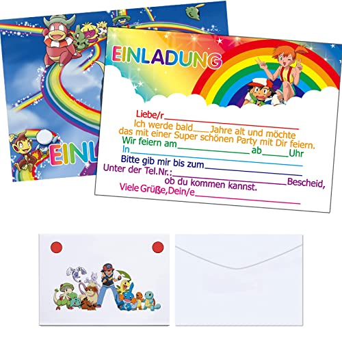 Henkodo Einladungskarten Kindergeburtstag,12 Stück Einladungskarten + 12 Stück Umschläge,Einladungskarten-Set,Geburtstagseinladungen,für Geburtstagsfeiern,Poolpartys usw (A) von Henkodo