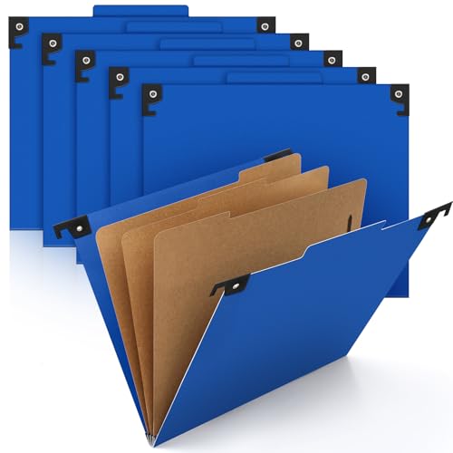 Henoyso 10 Stück Hängemappen aus Pressbrett, Klassifizierungsordner, Briefformat, Aktenordner mit Verschlüssen, 3 Trennwände, blau, robuster Organizer für Büro, Lehrer, Medizin von Henoyso