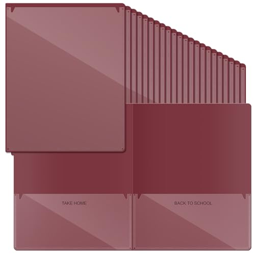 Henoyso 100 Stück Ordner Take Home Heavy Duty 2 Pocket Hausaufgabenordner für Schüler, Eltern, Lehrer, Kommunikation, 30 x 24 cm (Dunkelrot) von Henoyso