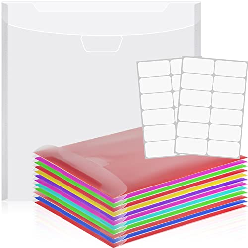 Henoyso 12 Stück 30,5 x 30,5 cm Scrapbook-Papier-Organizer-Aufbewahrungshüllen bunte Kunststoffhalter mit PVC-Registerkarten für Karton, Vinyl-Datei, Fotos von Henoyso