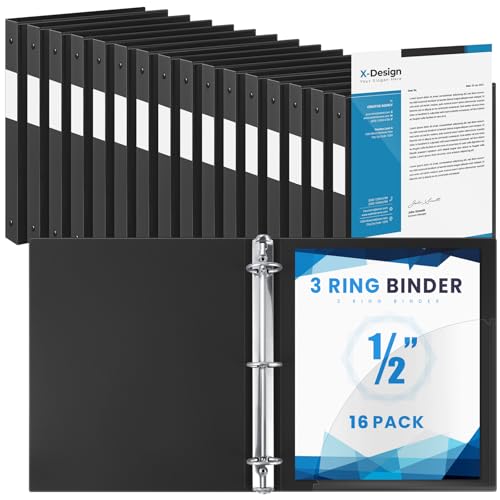 Henoyso 16 Stück 1/2 Zoll 3-Ringbuch mit transparentem Einband, Kunststoff, flexible Passform, Briefgröße, 21,6 x 27,9 cm, Papier, für 100 Blatt, vielseitige Ordner für Schule, Büro, Zuhause, 1 Tasche von Henoyso