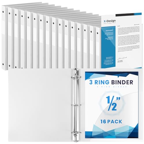 Henoyso 16 Stück 1/2 Zoll 3-Ringbuch mit transparentem Einband, Kunststoff, flexible Passform, Briefgröße, 21,6 x 27,9 cm, Papier, für 100 Blatt, vielseitige Ordner für Schule, Büro, Zuhause, 1 Tasche von Henoyso