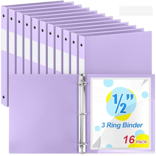 Henoyso 16 Stück 3-Ringordner, 1,27 cm, rund, passend für Briefgröße 8. 12,7 x 27,9 cm, flexibler Ordner für 100 Blatt mit 1 Tasche, vielseitiger Organizer für Büro, Zuhause, Schule (Hellviolett) Henoyso 16 Stück 3-Ringordner, 1,27 cm, rund, passend für Briefgröße 8. 12,7 x 27,9 cm, flexibler Ordner für 100 Blatt mit 1 Tasche, vielseitiger Organizer für Büro, Zuhause, Schule (Hellviolett) von Henoyso