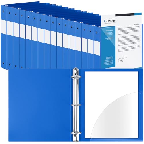 Henoyso 16 Stück 5,1 cm 3-Ringordner mit transparentem Einband, Kunststoff, flexible Passform, Briefgröße 21,6 x 27,9 cm, Papier, für 100 Blatt, vielseitige Ordner für Schule, Büro, Zuhause, 1 Tasche von Henoyso