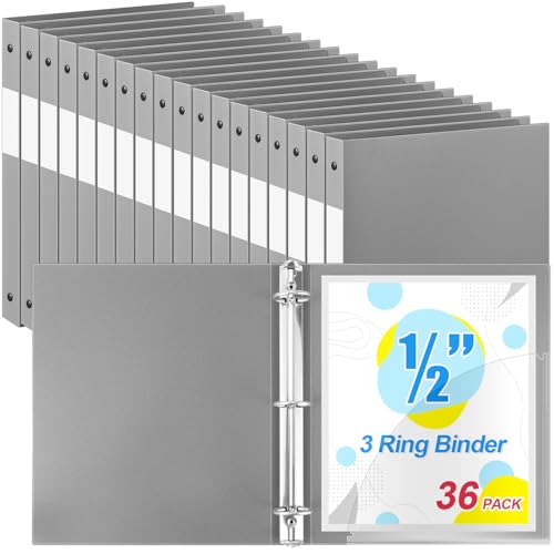 Henoyso 36 Stück 3-Ringordner, 1,27 cm, grau, rund, passend für Briefgröße 21,6 x 27,9 cm, Papier, Kunststoff, flexibler Ordner, hält 100 Blatt mit 1 Tasche, vielseitige Ordner für Zuhause, Büro Henoyso 36 Stück 3-Ringordner, 1,27 cm, grau, rund, passend für Briefgröße 21,6 x 27,9 cm, Papier, Kunststoff, flexibler Ordner, hält 100 Blatt mit 1 Tasche, vielseitige Ordner für Zuhause, Büro von Henoyso