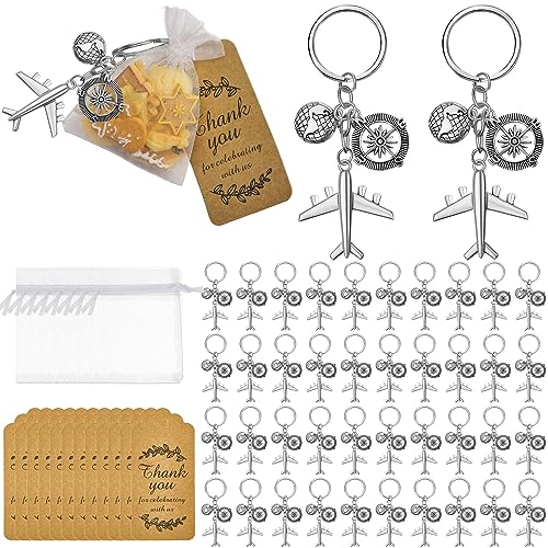 Henoyso 360 Stück Flugzeug-Schlüsselanhänger, Partyzubehör, inklusive Flugzeug-Kompass, Schlüsselanhänger mit Dankesanhänger, Organza-Geschenkbeutel für Party Henoyso 360 Stück Flugzeug-Schlüsselanhänger, Partyzubehör, inklusive Flugzeug-Kompass, Schlüsselanhänger mit Dankesanhänger, Organza-Geschenkbeutel für Party von Henoyso