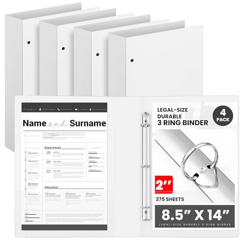 Henoyso 4 Stück legale Größe, langlebig, 3-Ring-Ordner 5,1 cm, weiß, für 21,6 x 35,6 cm Papier, für bis zu 175 Blatt, runde Ringbücher für Kunstwerke, Baupläne, Büro, Zuhause, Arbeitsplätze Henoyso 4 Stück legale Größe, langlebig, 3-Ring-Ordner 5,1 cm, weiß, für 21,6 x 35,6 cm Papier, für bis zu 175 Blatt, runde Ringbücher für Kunstwerke, Baupläne, Büro, Zuhause, Arbeitsplätze von Henoyso