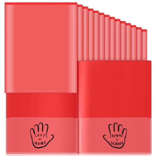 Henoyso 48-teilige Kommunikationsmappe mit 2 Fächern, für Eltern-Lehrer, mit transparenter Vordertasche, Kunststoff, strapazierfähig, für Briefform, Büro, 30 x 24 cm, Rot von Henoyso
