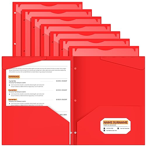 Henoyso Aktenordner mit 2 Fächern und transparenter Vordertasche, 3-fach gelocht, Kunststoff, strapazierfähig, für 3-Ringbinder, 27,9 x 22,9 cm, Büro- und Schulbedarf, Rot, 36 Stück von Henoyso