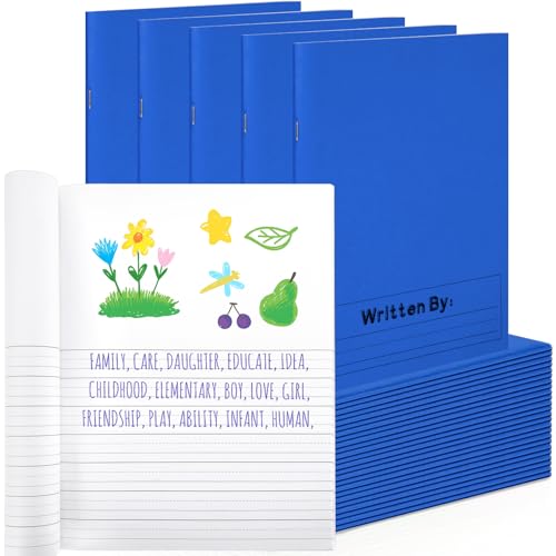 Henoyso K-2 Notizbuch, 24 Stück, 24 x 19 cm, blanko, Schreibbuch für Kinder zum Schreiben, Zeichnen und Tagebuch, 60 Seiten, Notizbuch, Schulbedarf, Blau von Henoyso