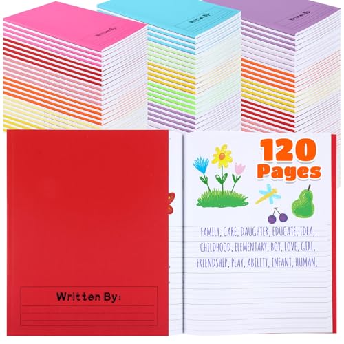 Henoyso K-2 Notizbücher, 120 Seiten, 48 Stück, 120 Seiten, 24,9 x 19,8 cm, Tagebücher, blanko, Bücher für Kinder, zum Schreiben von Geschichten, Kindergarten (klassische Farbe) von Henoyso