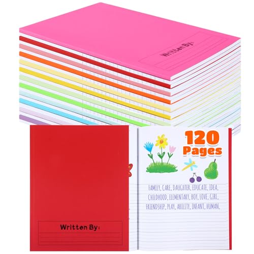 Henoyso K-2 Notizbücher mit 120 Seiten, 120 Seiten, 24,9 x 19,8 cm, Tagebücher, blanko, Bücher für Kinder, zum Schreiben von Geschichten, Kindergarten (klassische Farbe) von Henoyso