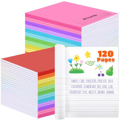 Henoyso K-2 Notizbücher mit 120 Seiten, 24 Stück, 24 x 19 cm, Tagebücher, blanko, für Kinder zum Schreiben von Geschichten, Kindergarten (klassische Farbe) von Henoyso