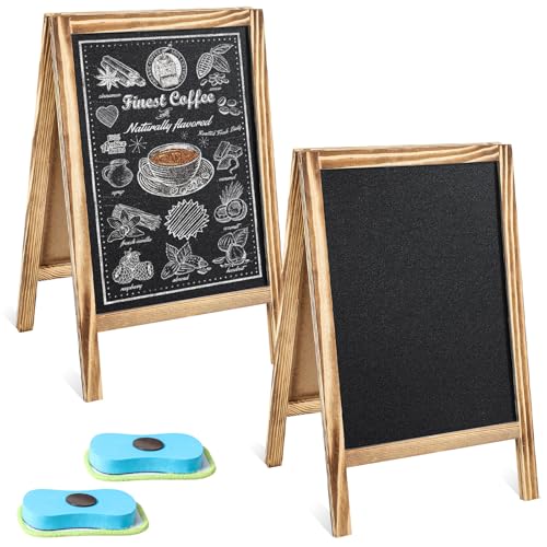 Henoyso Kleine Kreidetafel-Schilder, 39,6 x 24,8 cm, Tafel, Staffelei, Tischplatte, Menü, Holz, ein Rahmen, Sandwichbrett, doppelseitig, mit 2 Radiergummis für Bar, Hochzeit, Partys, Display Henoyso Kleine Kreidetafel-Schilder, 39,6 x 24,8 cm, Tafel, Staffelei, Tischplatte, Menü, Holz, ein Rahmen, Sandwichbrett, doppelseitig, mit 2 Radiergummis für Bar, Hochzeit, Partys, Display von Henoyso