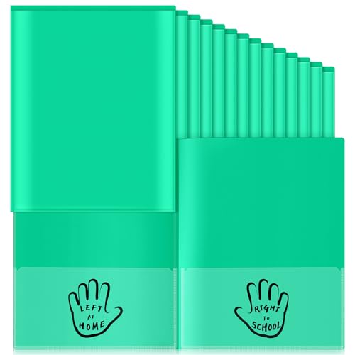 Henoyso Kommunikationsmappen aus Kunststoff für Eltern, Lehrer, mit 2 Taschen, für Zuhause, mit transparenter robuster Tasche, Briefgröße, für Schule, Studenten, Lehrer, Zuhause, 30 x 24 cm, Grün, 48 von Henoyso