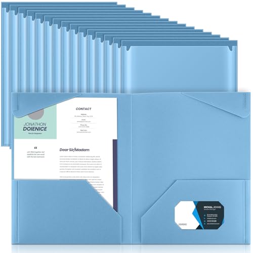 Henoyso Kunststoff-Ordner mit transparenten Vordertaschen, robuste Aktenordner mit 2 Taschen und Kartenfächern für Schülerkommunikation, Schule, Büro, Präsentationsbericht, 36 Stück (Haze Blue) von Henoyso